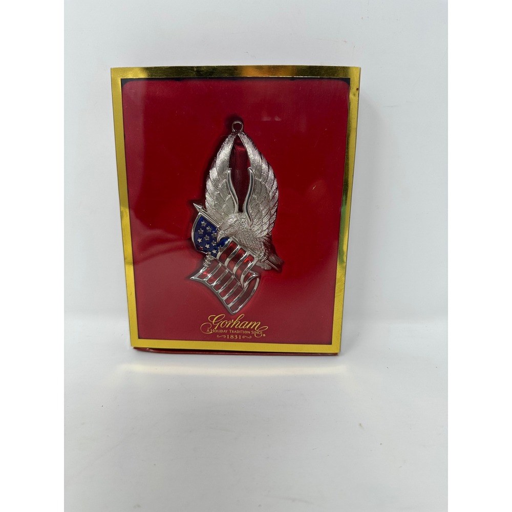 Gorham Eagle of Liberty Silverplated American Flag Christmas Ornament 6198501